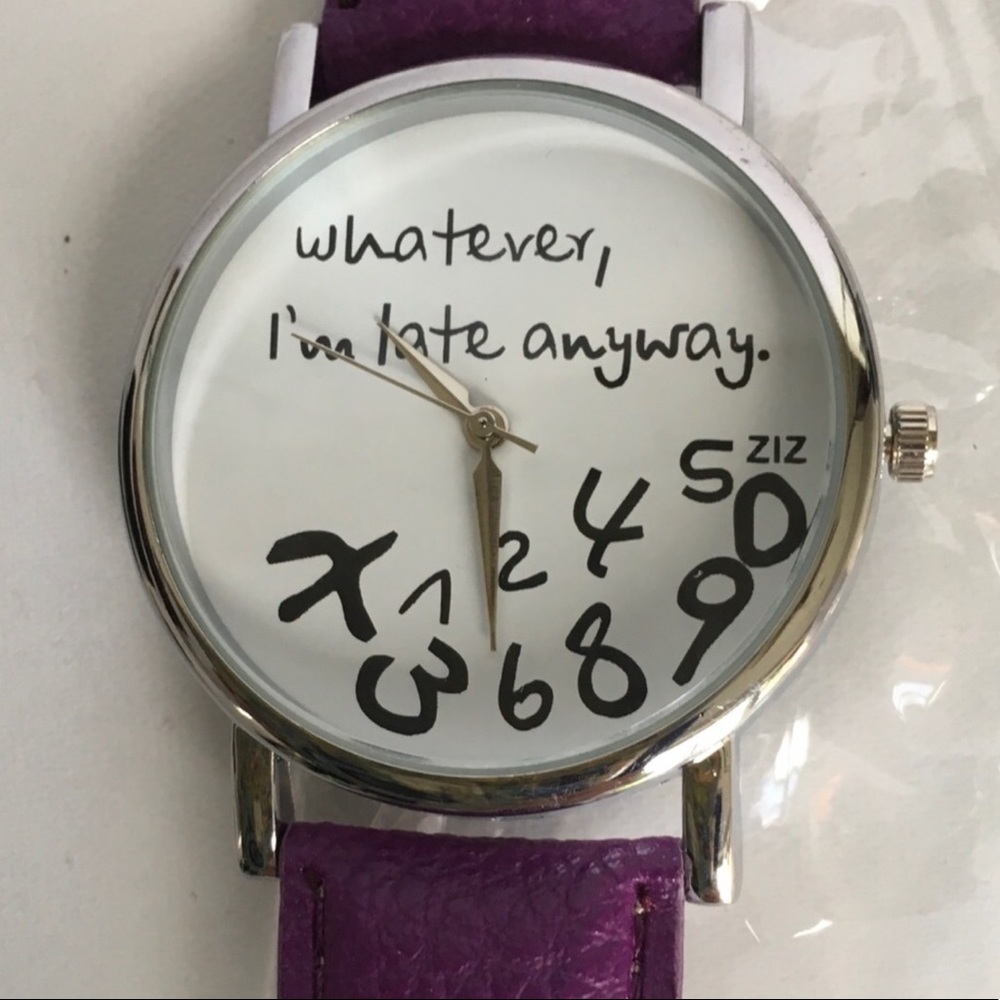 Watch Whatever I’m Late Purple Quartz Watch - Picture 2 of 5